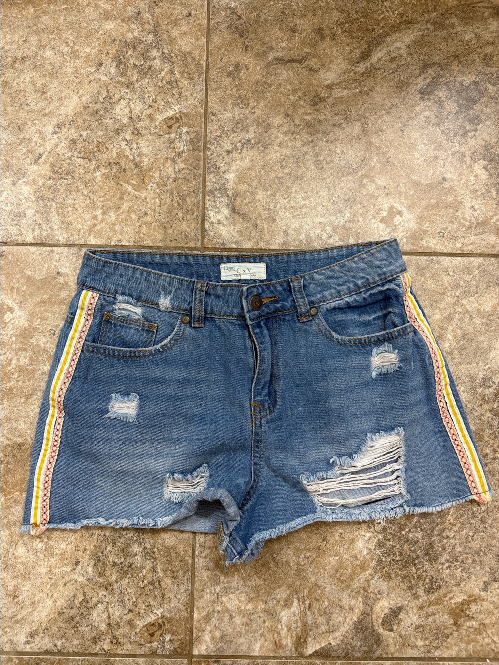 5/$25 Chelsea & Violet Denim Striped Shorts 26